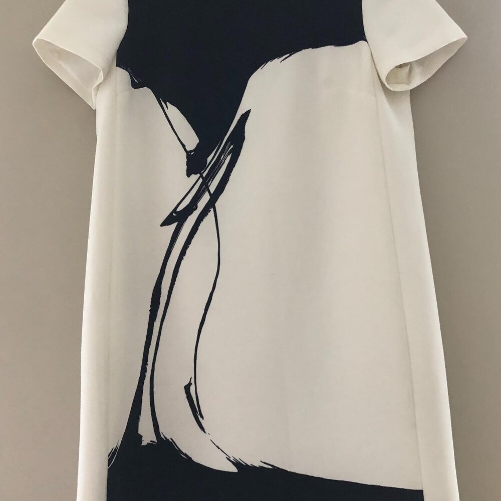 Banana Republic Women's White & Black Lining Dress Short Sleeves Size 12 New